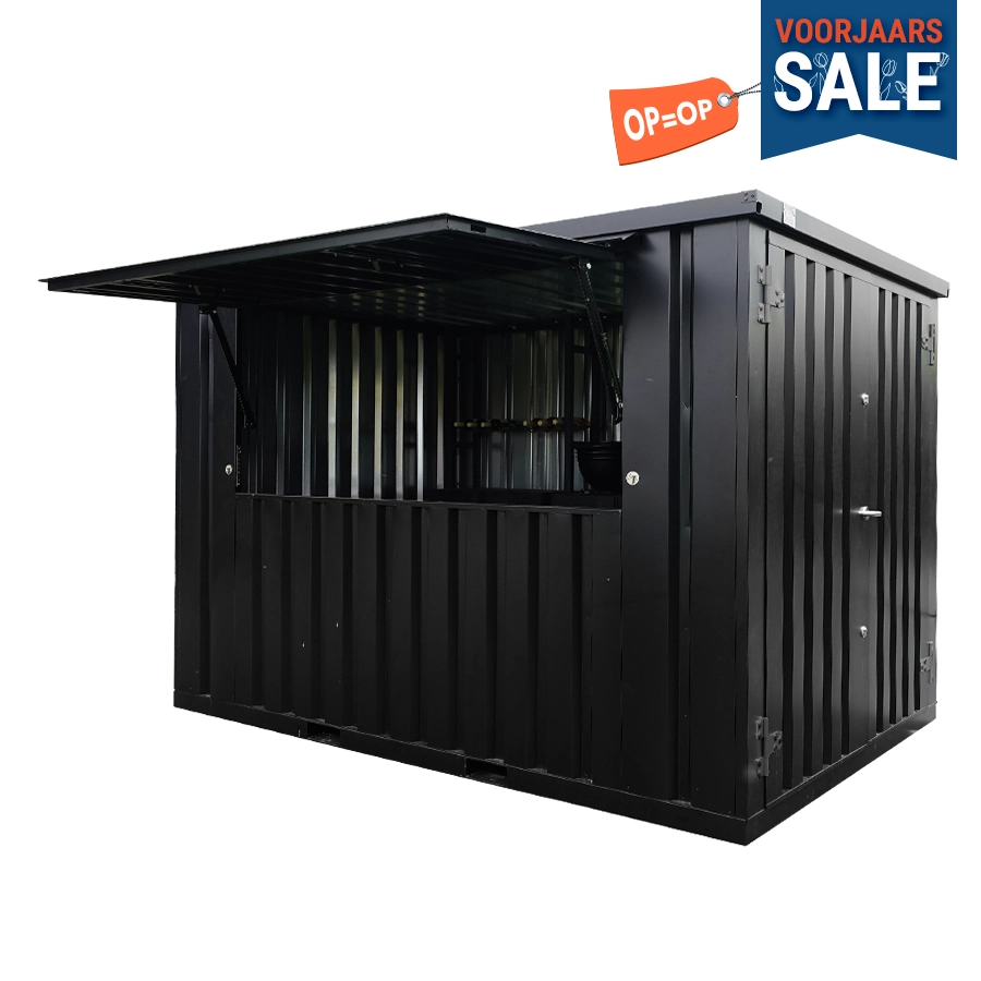 Barcontainer-3X2-meter-RAL9005 Container bar pliable 3 x 2 mètres XL noir RAL 9005 – Image 1